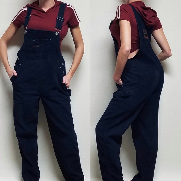 Vintage Denim - VINTAGE 90s Montana Blues Navy Blue Corduroy Loose Fit Overalls Bib-alls Grunge